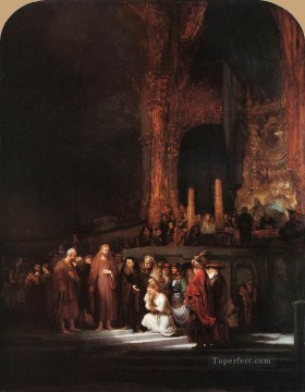 Rembrandt van Rijn Painting - Cristo y la mujer sorprendida en adulterio Rembrandt